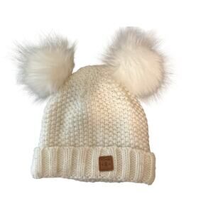 Kombi cable knit beanie child infant toddler hat white snow winter cap fur Toque